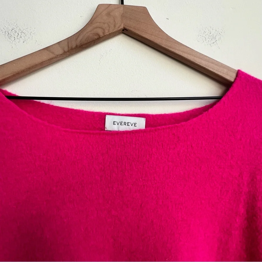 Evereve Rochelle Off Shoulder Pullover Sweater Fushia Pink Medium Relaxed Soft - Picture 9 of 16